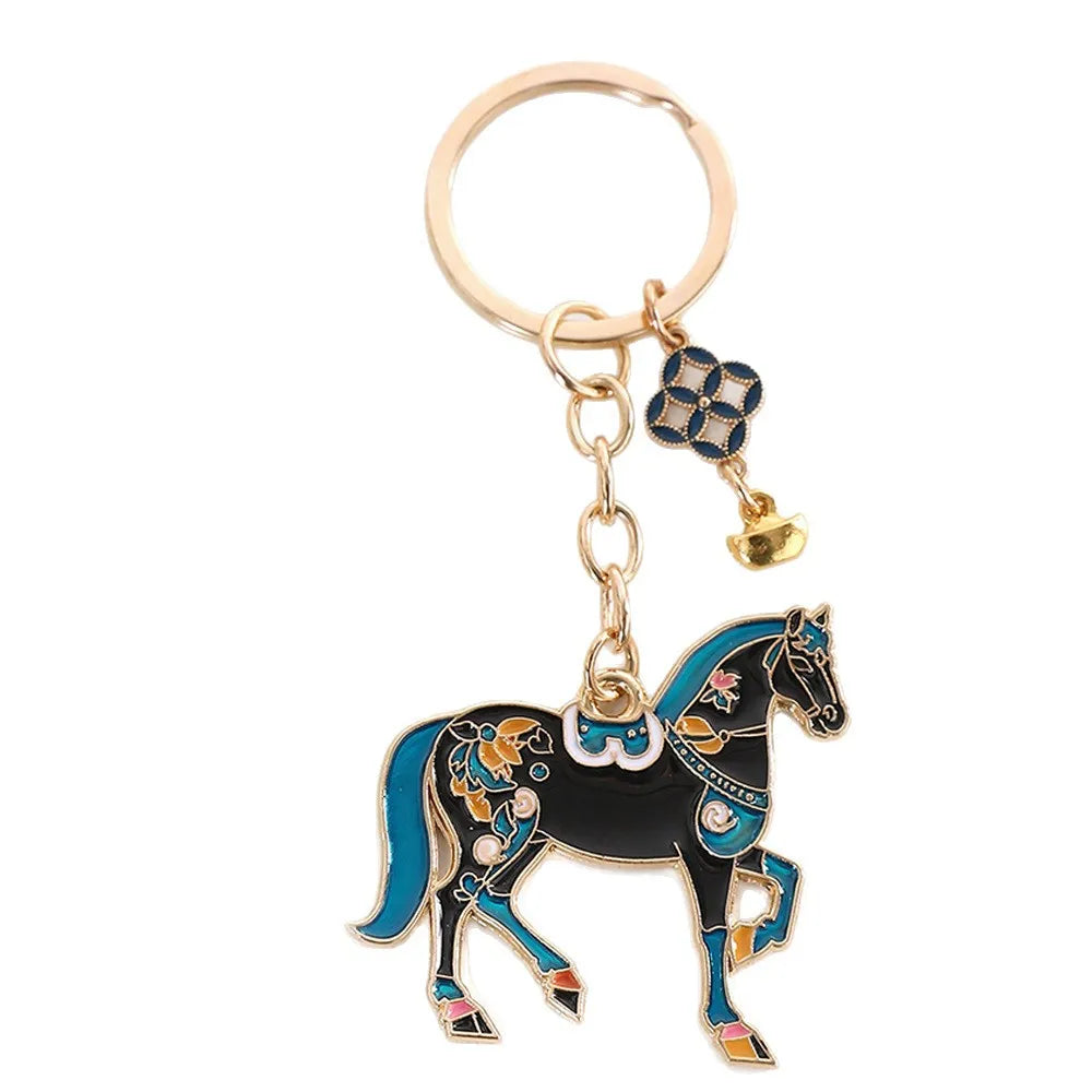 Cute Enamel Horse Keychain Pendant pet Enamel Keyring Women Bag Jewelry gifts