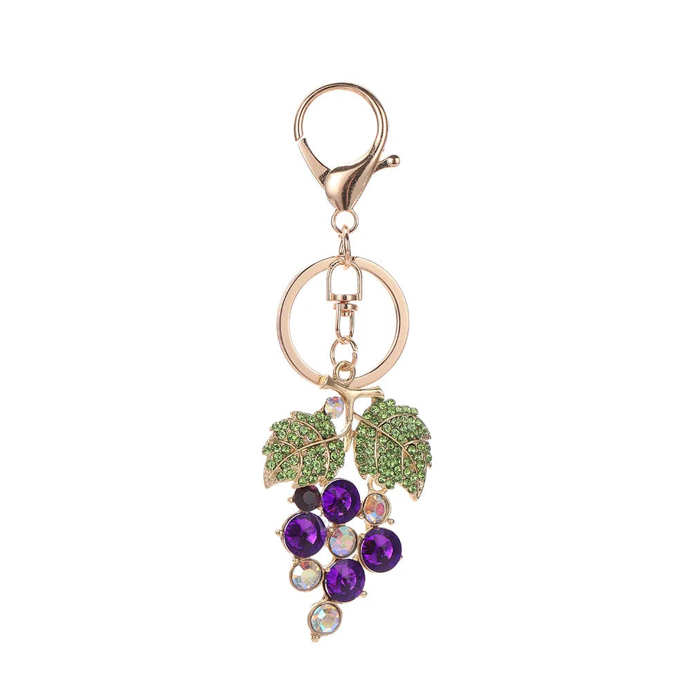 Rhinestone Grape Keychain and Bag Charm