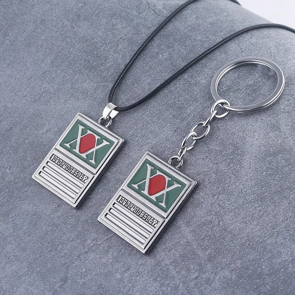 Hunter License Pendant Keychain in Antique Silver