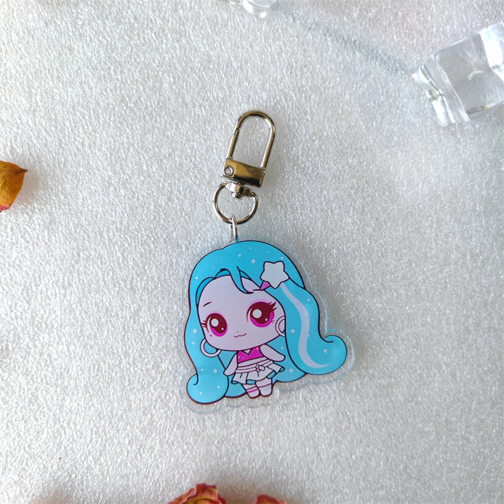 Kpop Cartoon Keychain Cute Bag Charms Double-sided Print Jiwoo Carmen Yuha Stella Juun Fans Collection Accessories