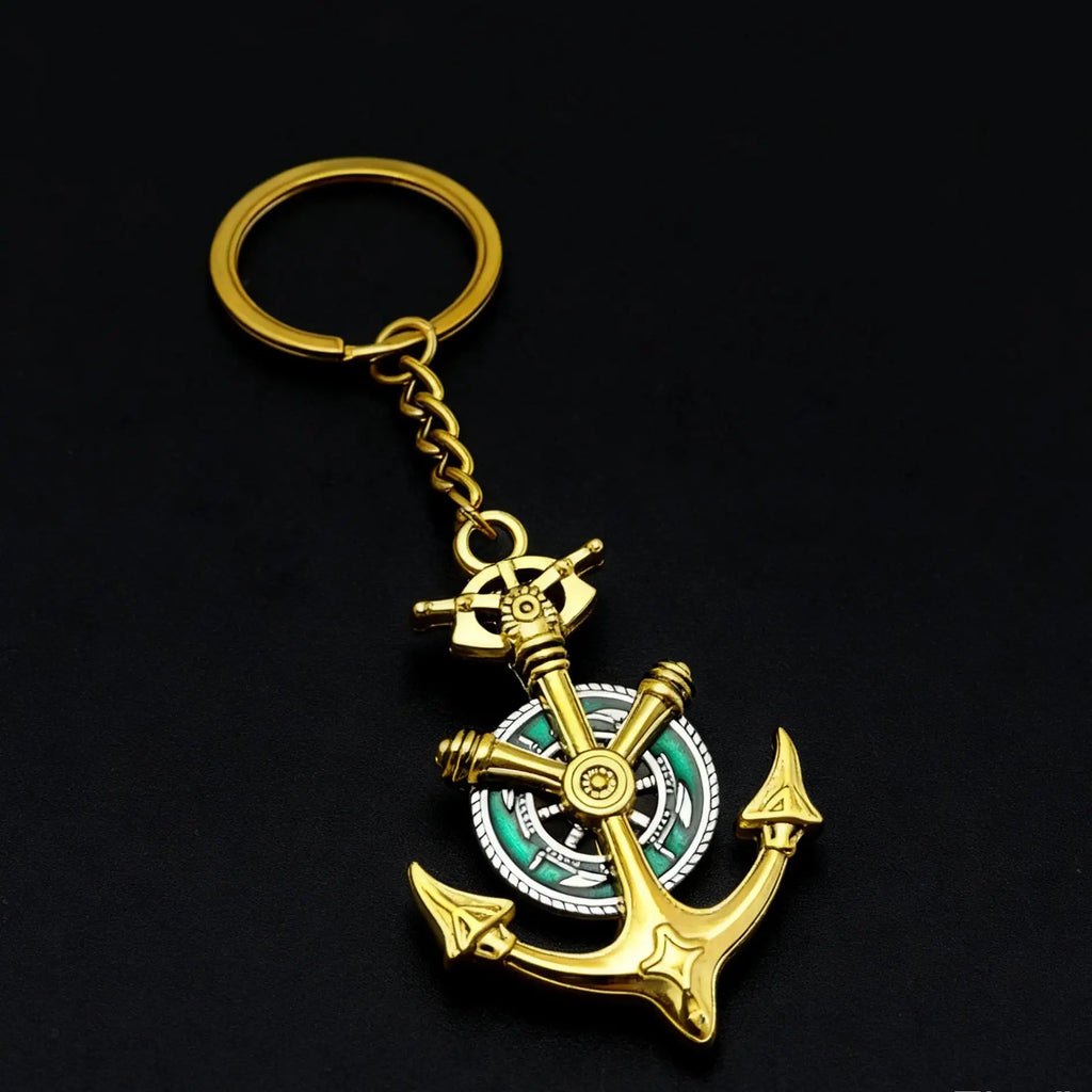 Nautical Anchor Keychain with Enamel Accents