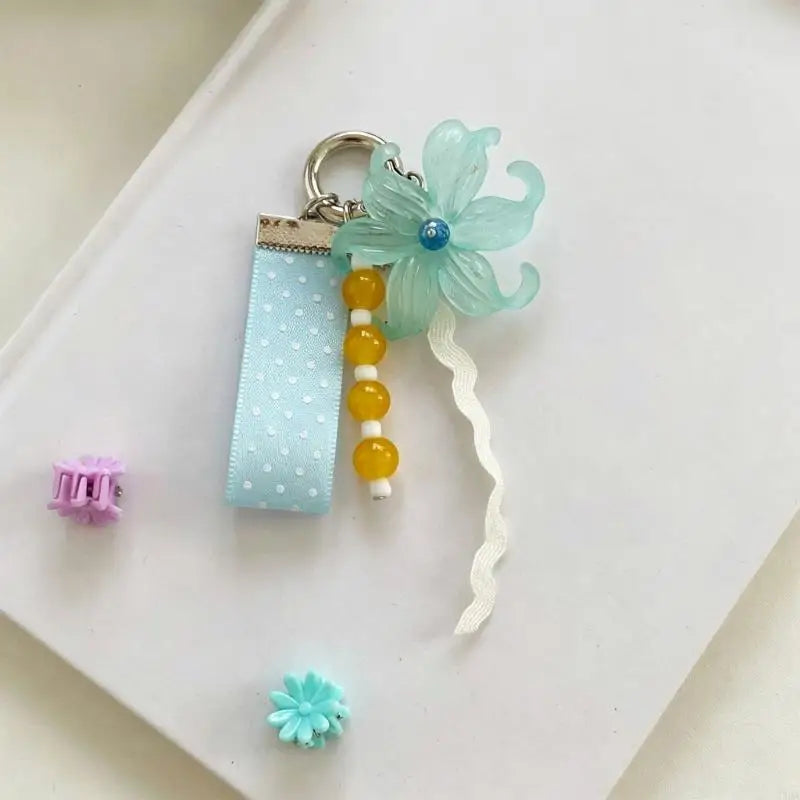 Translucent Glass Flower Keychain and Bag Charm