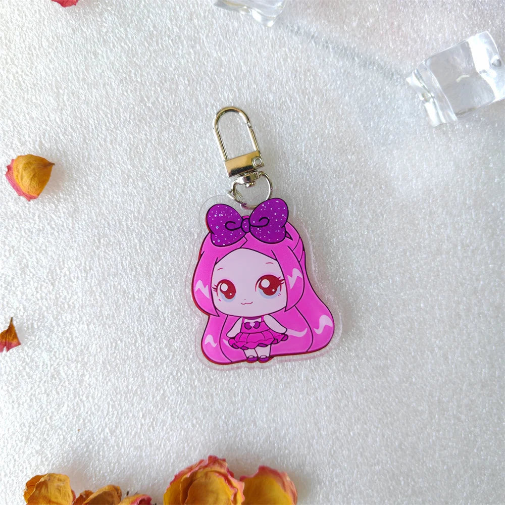 Kpop Cartoon Keychain Cute Bag Charms Double-sided Print Jiwoo Carmen Yuha Stella Juun Fans Collection Accessories