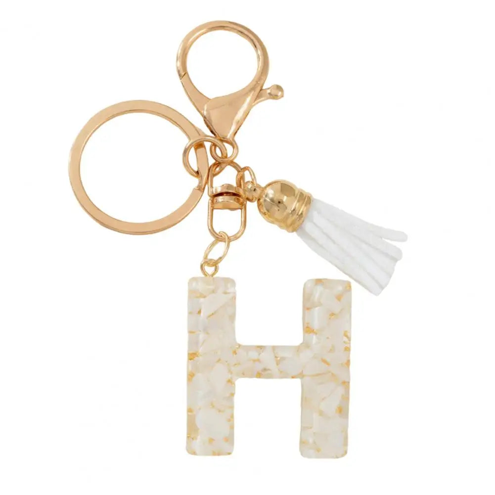 Resin Alphabet Letter Keychain with Tassel