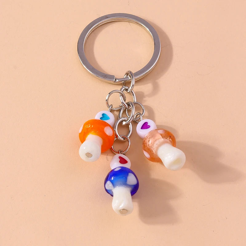 Silver-Plated Mushroom Keychain with O-Ring Clasp
