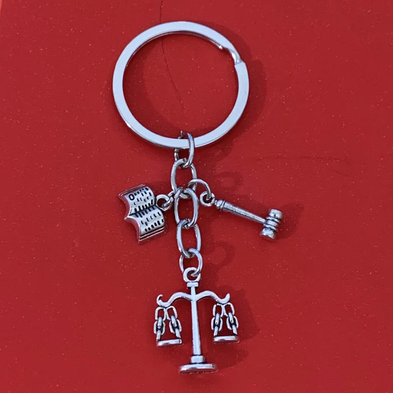 Lawyer Charm Keychain in Antique Silver