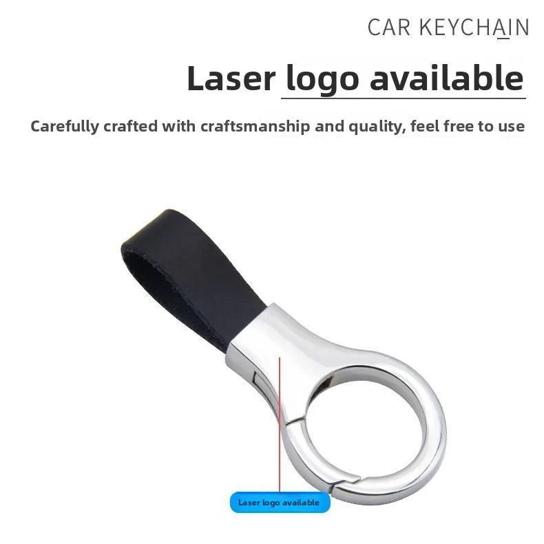 Leather and Metal Keychain with Lock Buckle