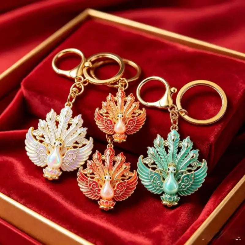 Nine-Tailed Fox Keychain with Clasp and Ring