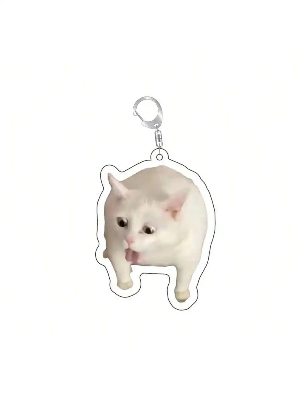 Cat and Dog Meme Charm Keychain with D-Ring Clasp