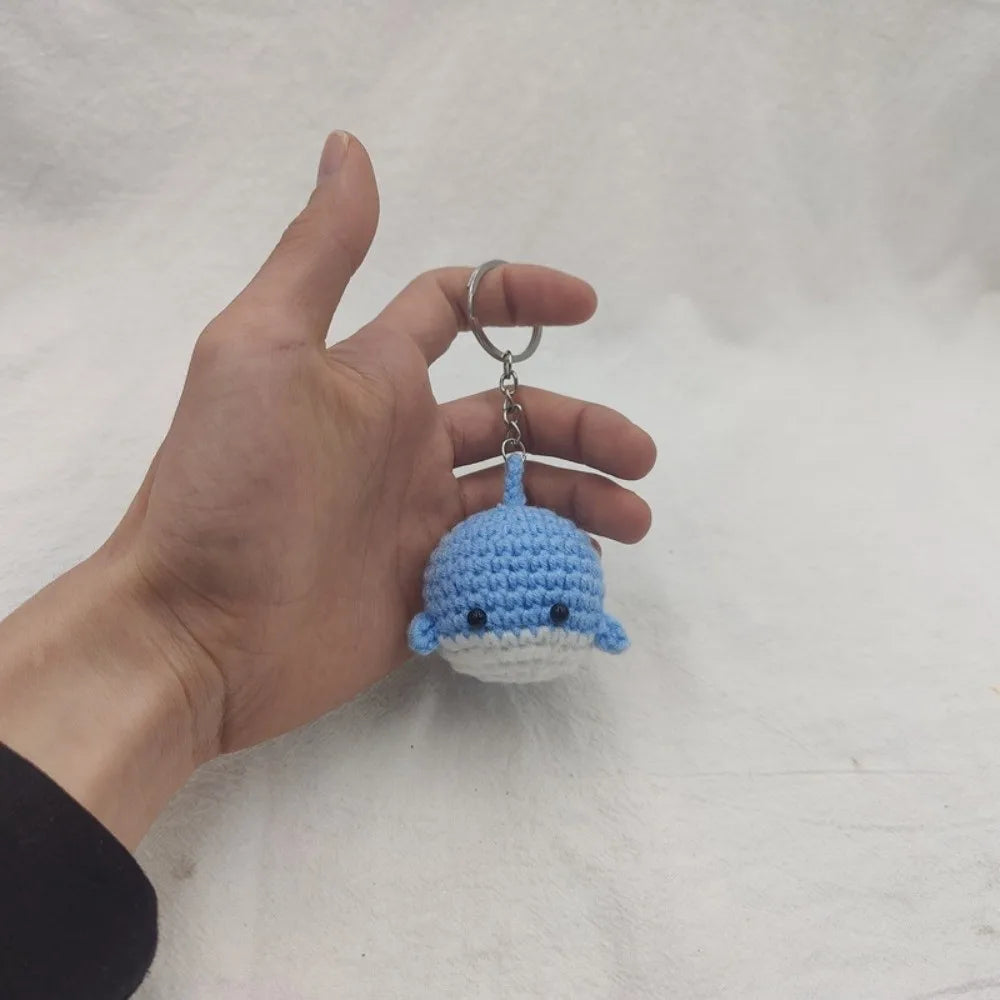 Crocheted Whale Bag Charm with Carabiner Clip