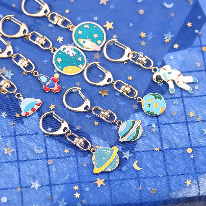 Celestial Space Charm Keychain with D-Shaped Clasp