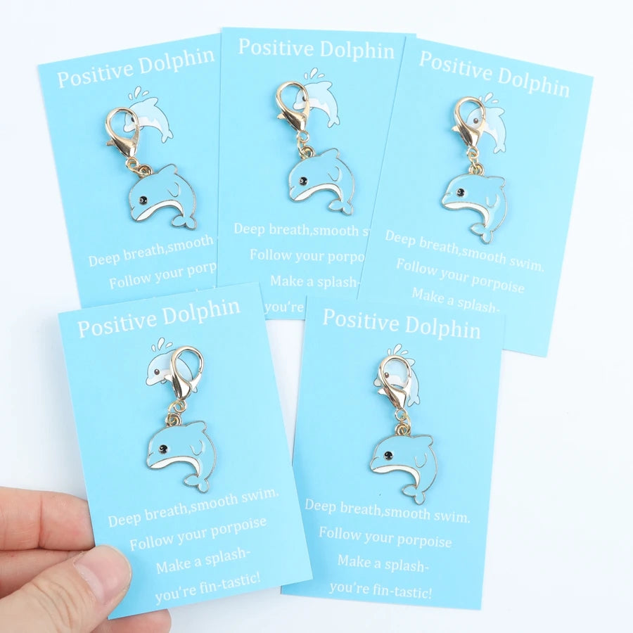 Zinc Alloy Dolphin Keychain and Card Set