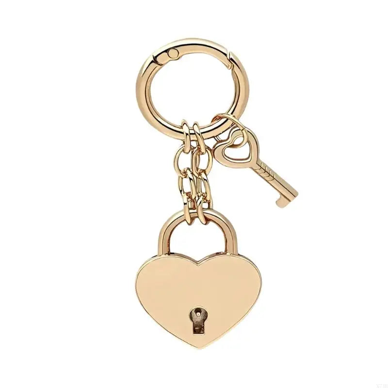 Heart Padlock Bag Charm with Working Key