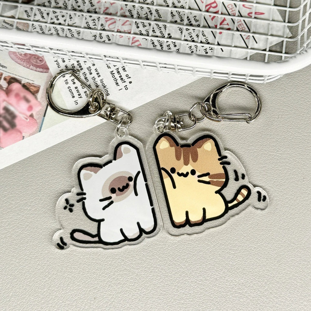 Matching Cat Keychain Set with D-Ring Clasp