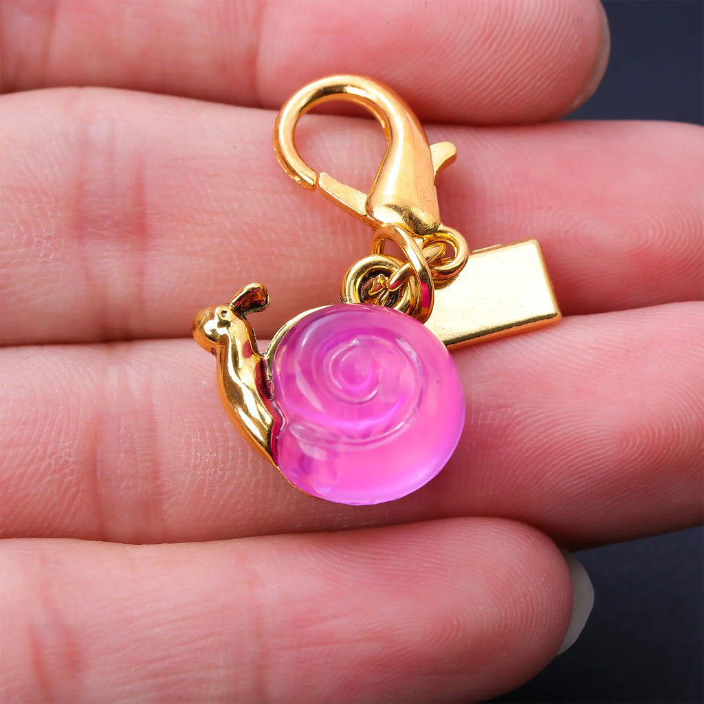 Pink Snail Keychain Charm with Lobster Clasp