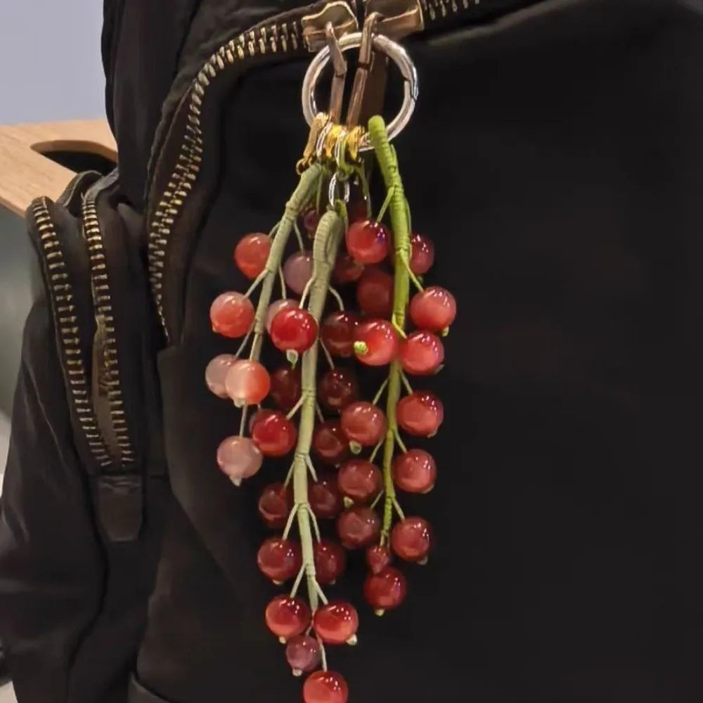 Beaded Grape Bag Charm and Keychain