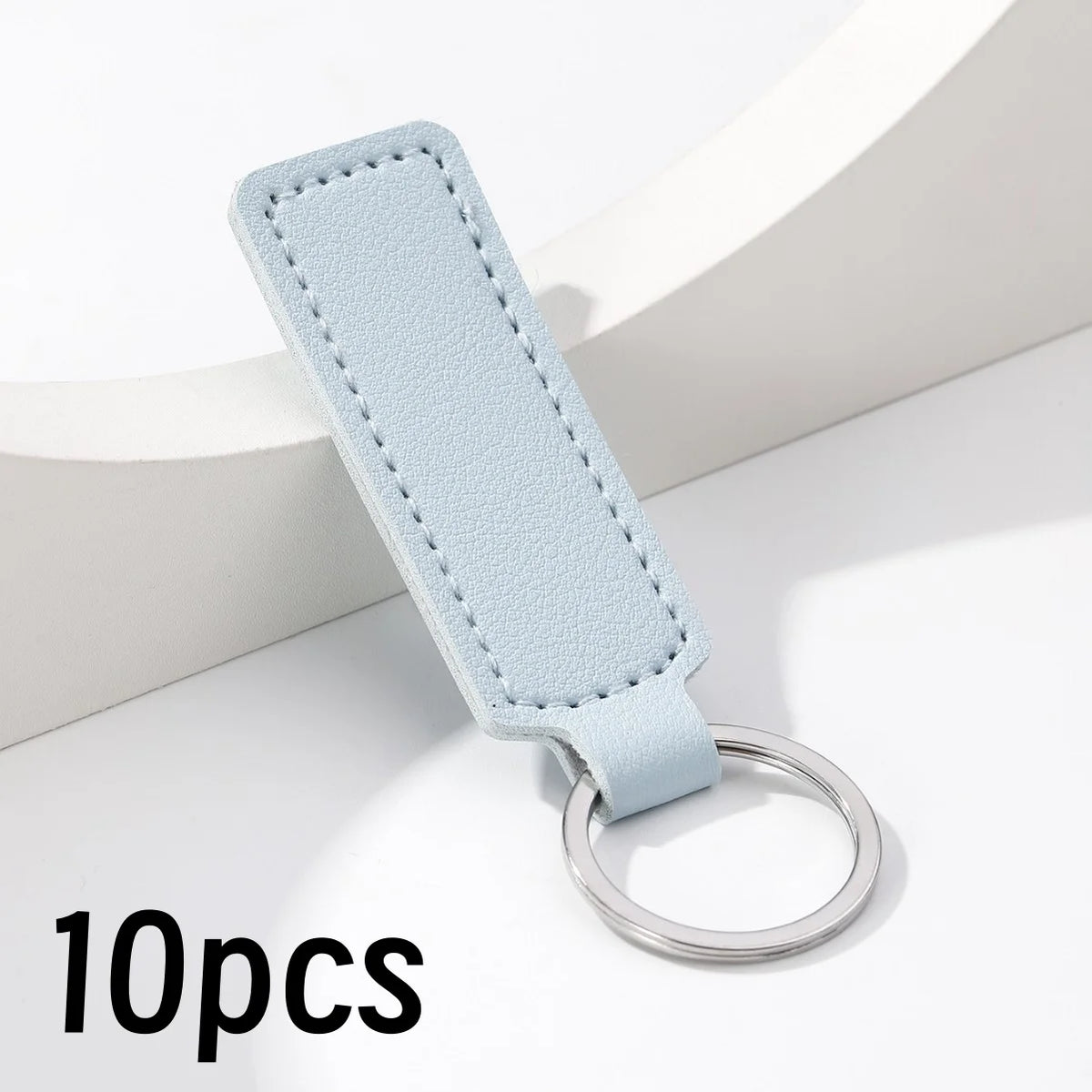 Double-Sided PU Leather Keychain Set, 10-Pack