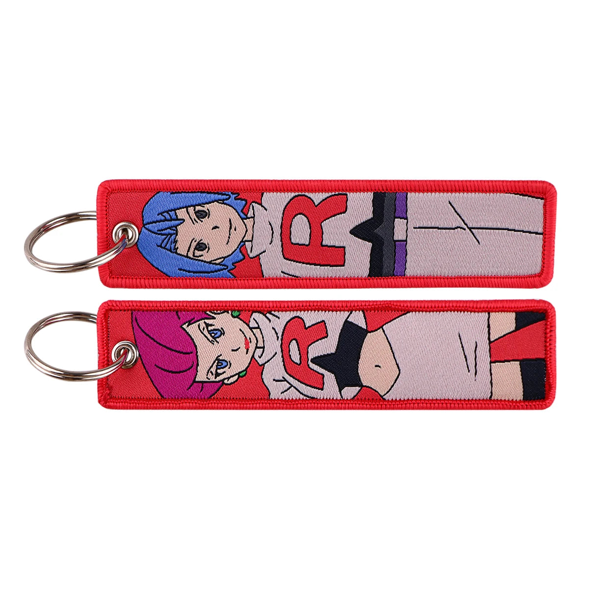 Double-Sided Embroidered Key Tag with Metal Hardware