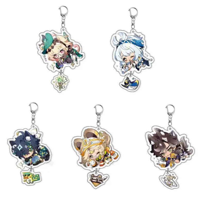 Acrylic Character Keychain with Silver-Plated Ring