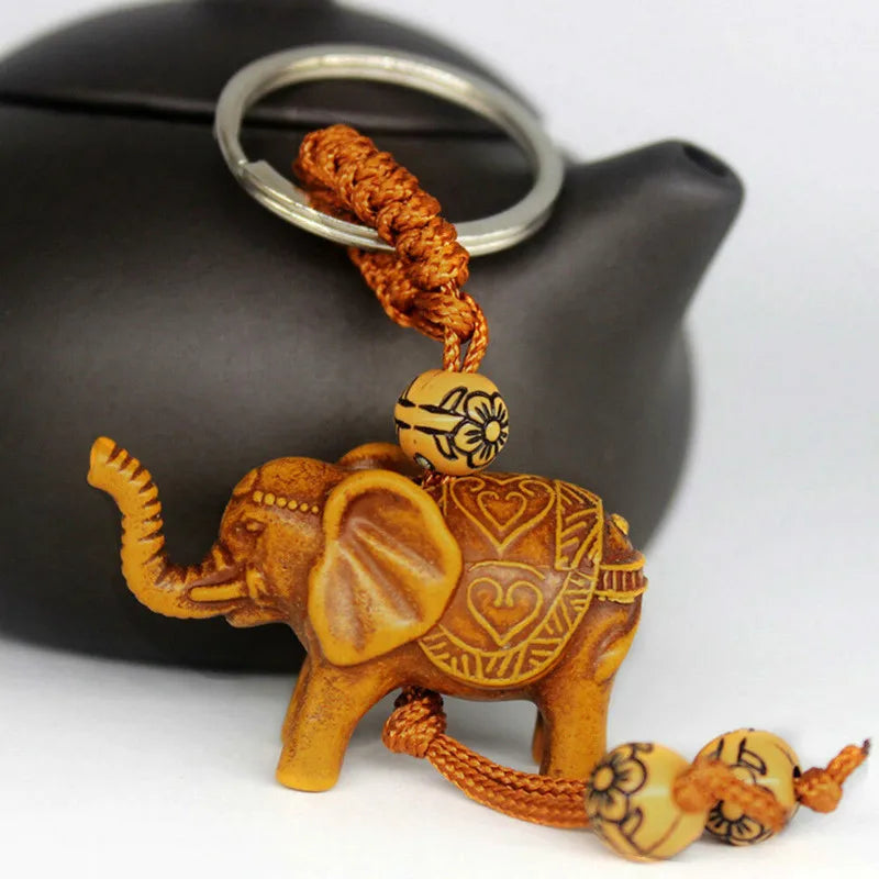 Elephant Charm Keychain with Gold-Tone Clasp