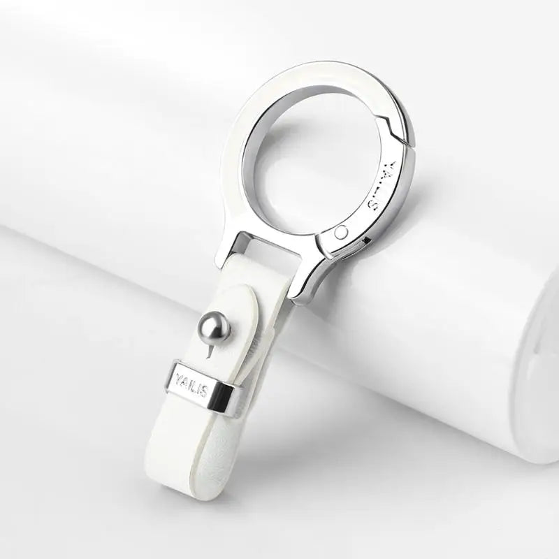 Button-Switch Keychain in Leather and Zinc Alloy