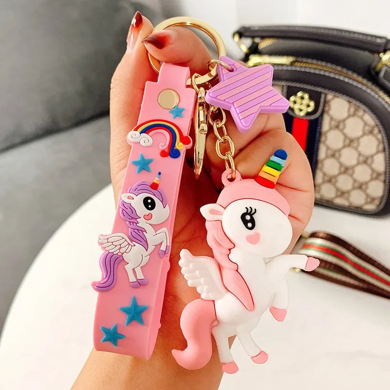 Unicorn Charm Keychain with Wristlet Strap