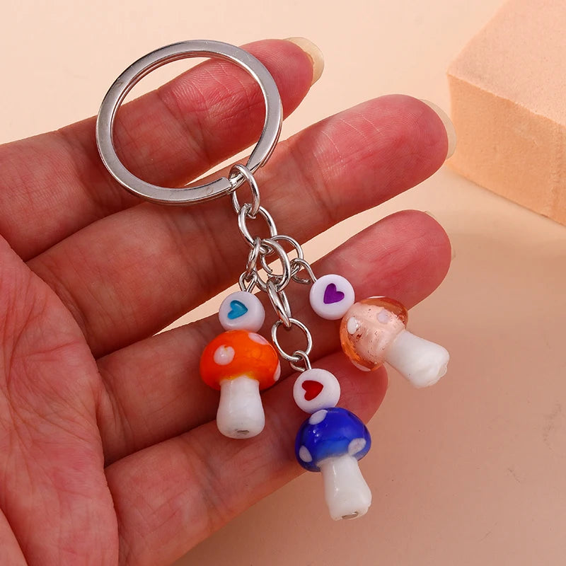 Silver-Plated Mushroom Keychain with O-Ring Clasp