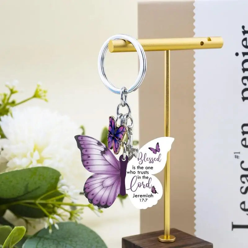 Butterfly Keychain with Inspirational Verse