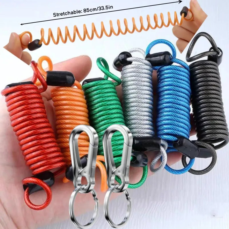 Retractable Coiled Keychain with Steel Core