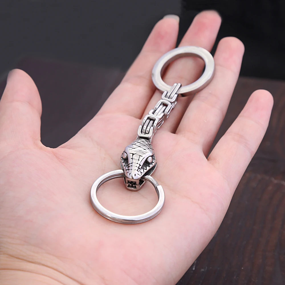 Vintage Nordic Viking Snake Keychain Men's Stainless Steel Unique Emperor Chain Keychain Fashion Jewelry Accessories Wholesale