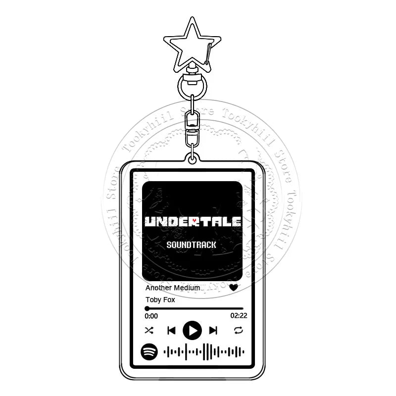 Game-Themed Music-Player Keychain with Star Charm