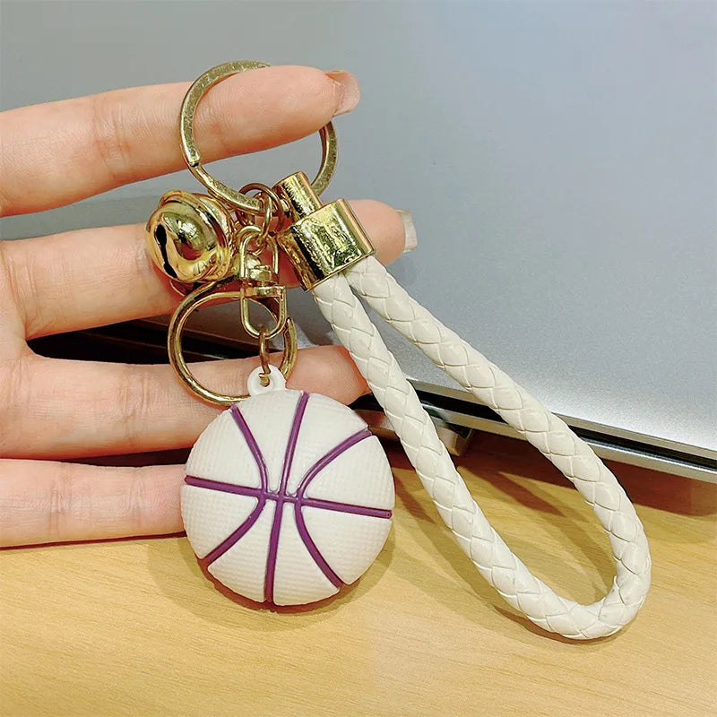 Basketball Keychain with Braided Cord and Bell