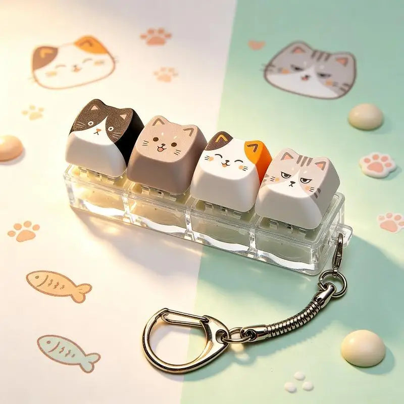 Cat 4-Key Keyboard Fidget Keychain