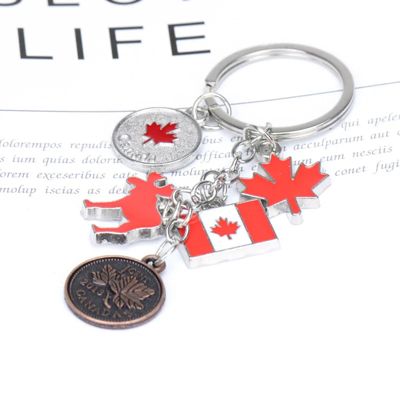 Enamel Flag Keychain Canada Germany Czech Venice UK London Building Alloy Drop Oil Pendant Travel Souvenir Car Bag Key Ring Gift