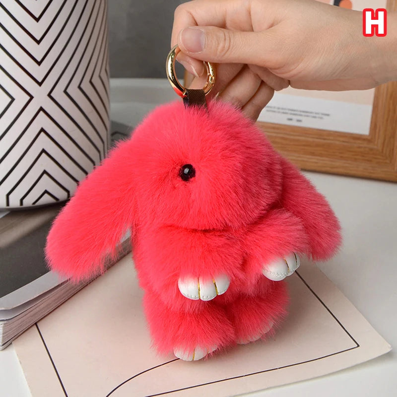 Plush Bunny Bag Charm with Gold-Tone Spring Ring