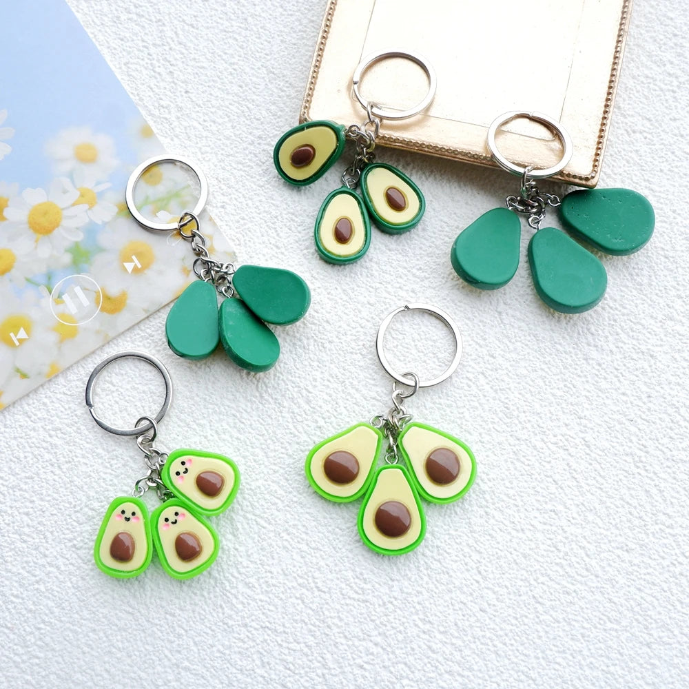 Avocado Charm Keychain with Carabiner Clip