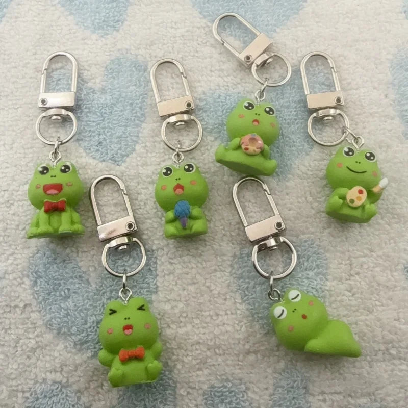 Frog Keychains with Carabiner Clasp, 6-Pack