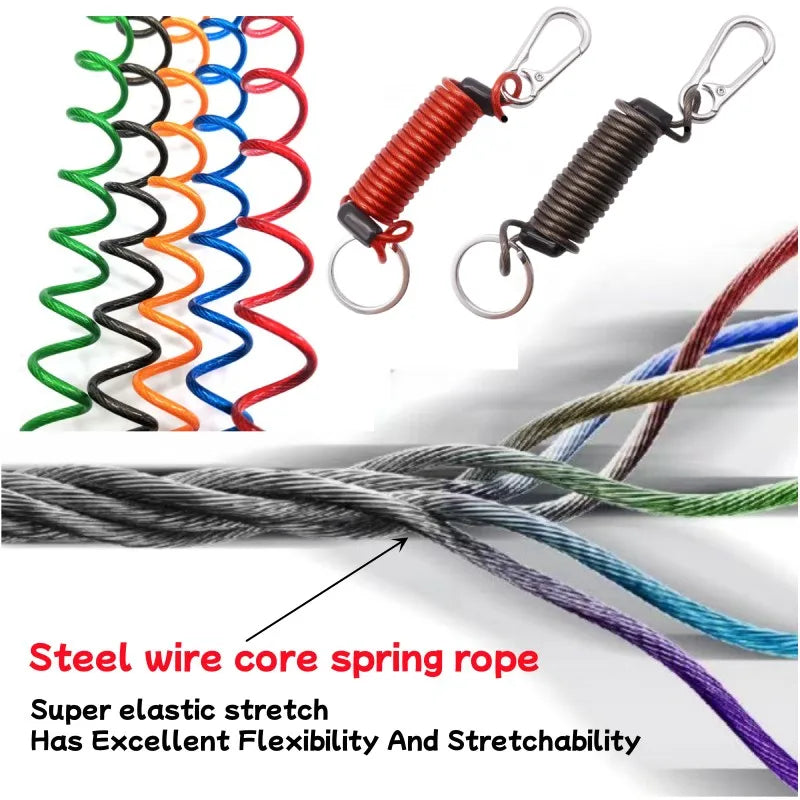 Retractable Coiled Keychain with Steel Core