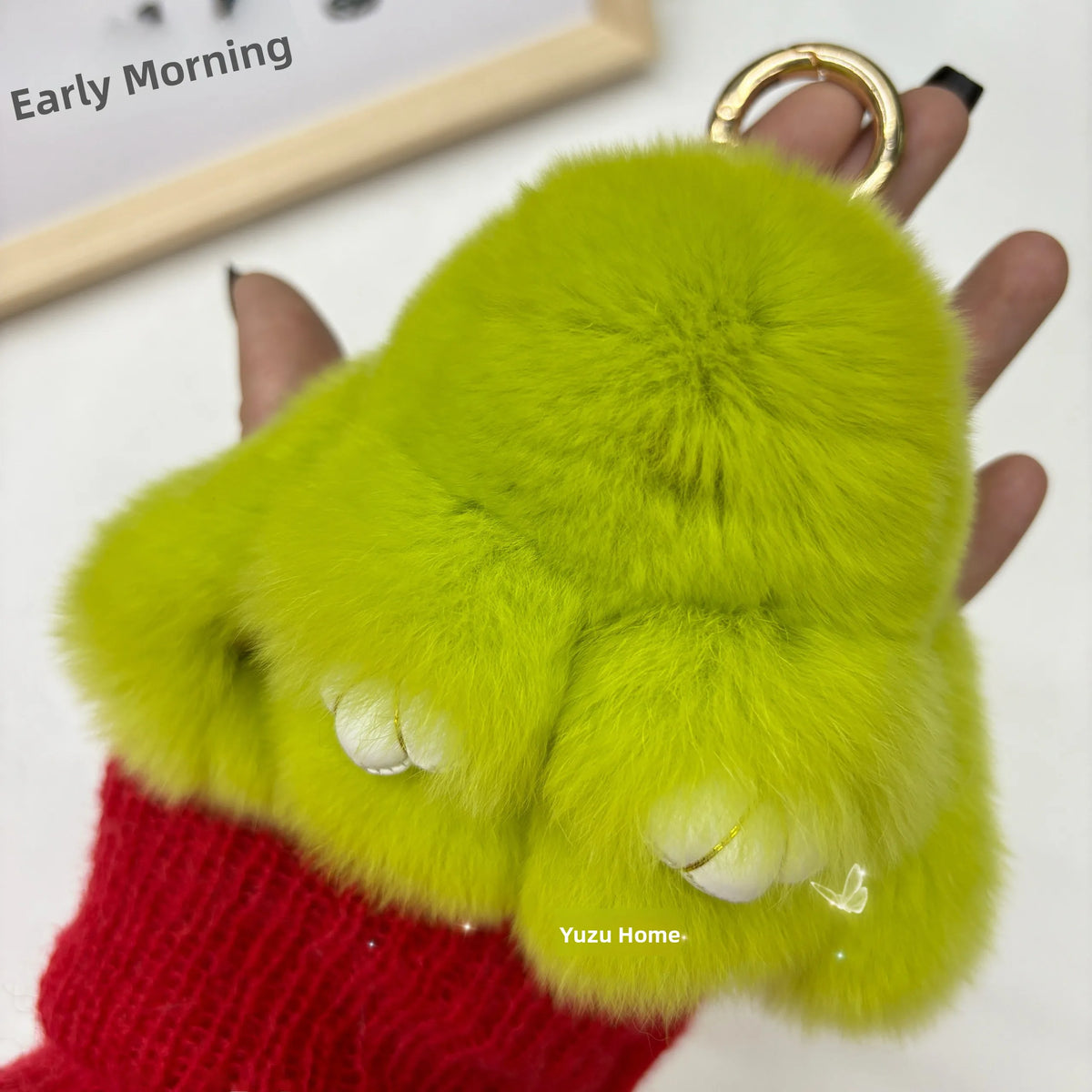 Plush Rabbit Bag Charm with Gold-Tone Ring Clasp