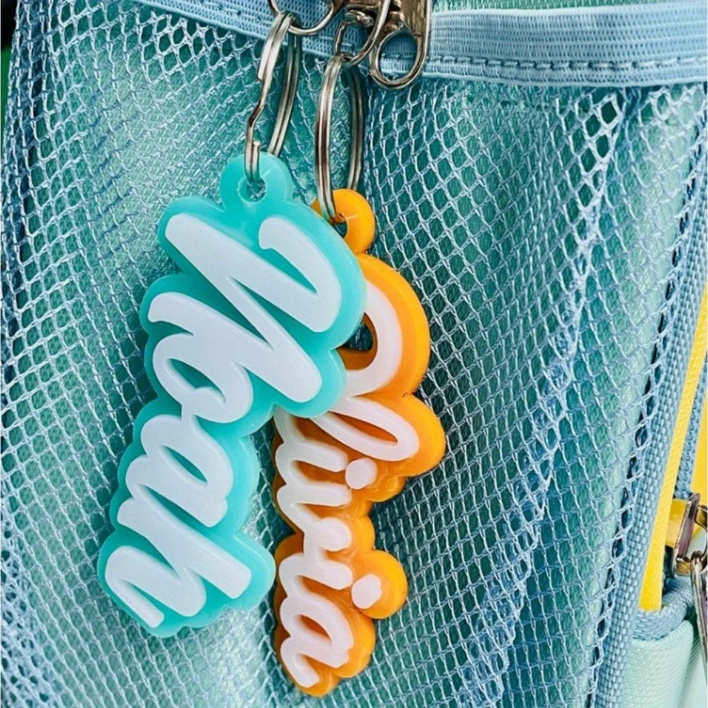 Custom Acrylic Name Keychain with Zinc Alloy Clasp