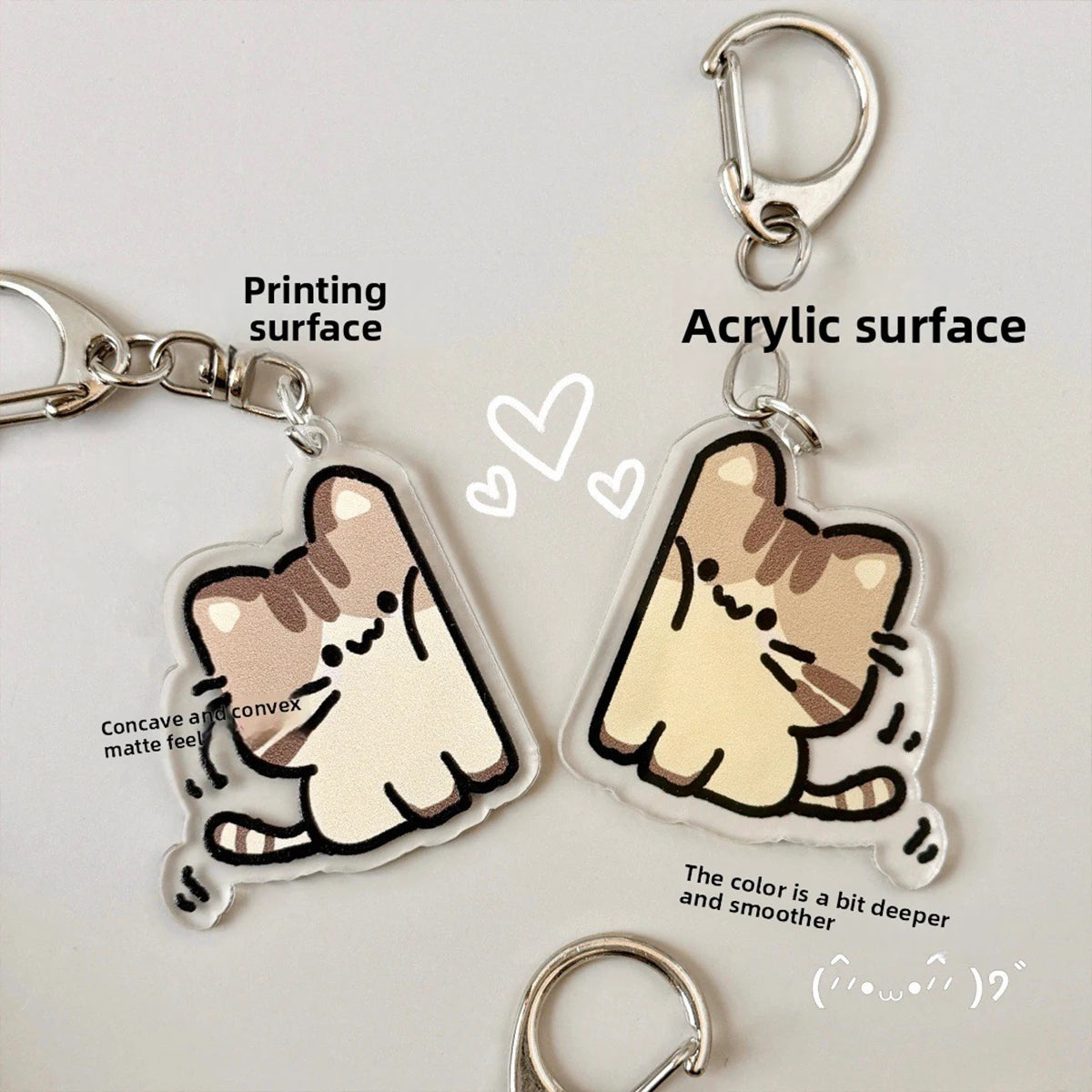 Matching Cat Keychain Set with D-Ring Clasp