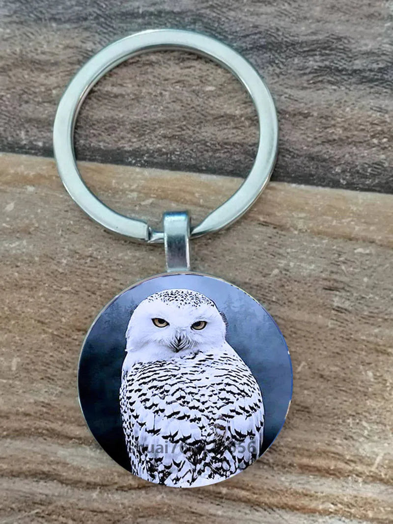 Owl Picture Keychain with Zinc Alloy and Glass