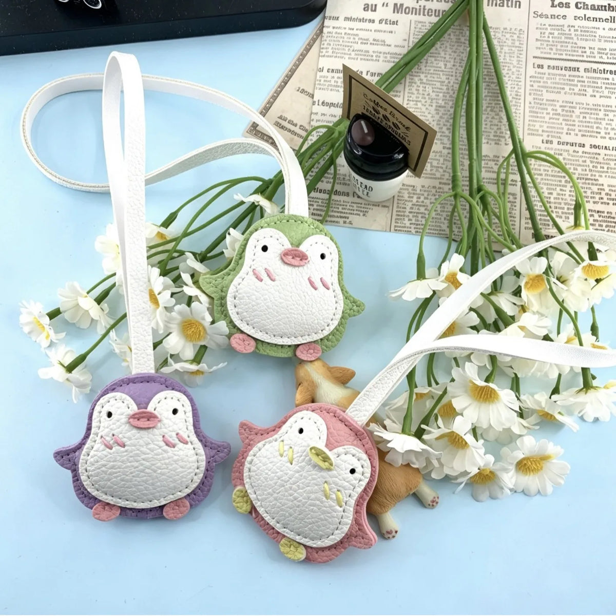 Cartoon Penguin Leather Keychain