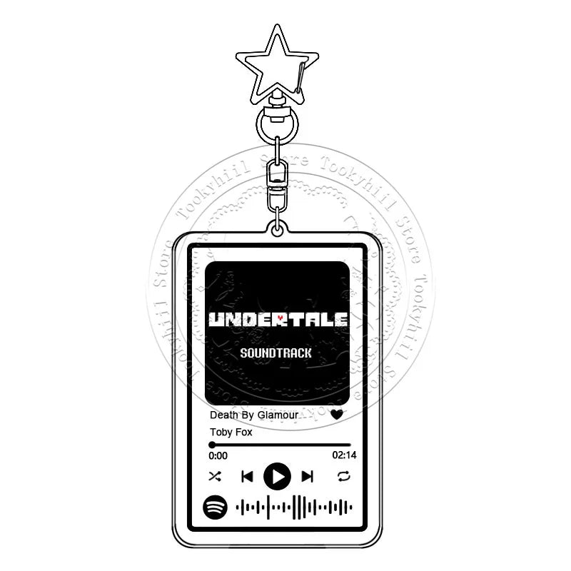 Game-Themed Music-Player Keychain with Star Charm