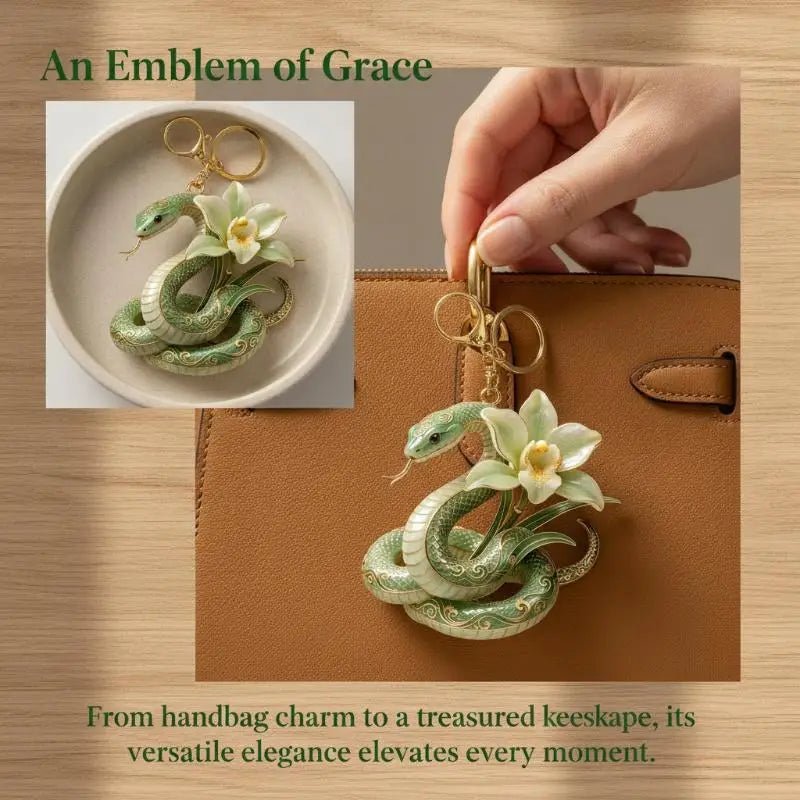Decorative Charm Keychain with Gold-Tone Hardware