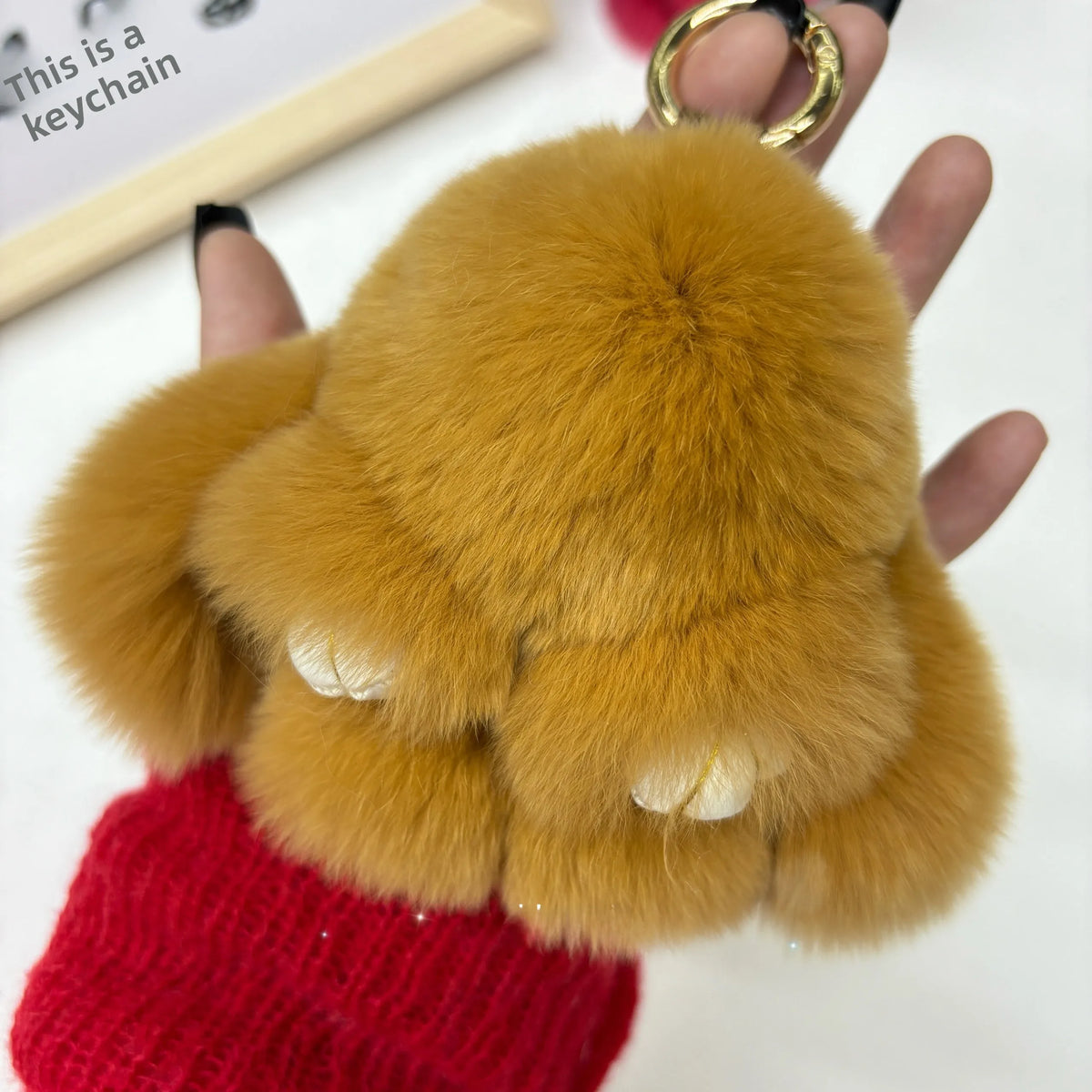 Plush Rabbit Bag Charm with Gold-Tone Ring Clasp