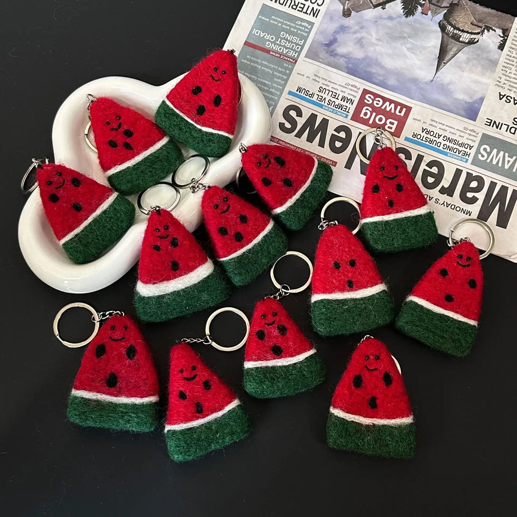 Handmade Wool Felt Watermelon Keychain