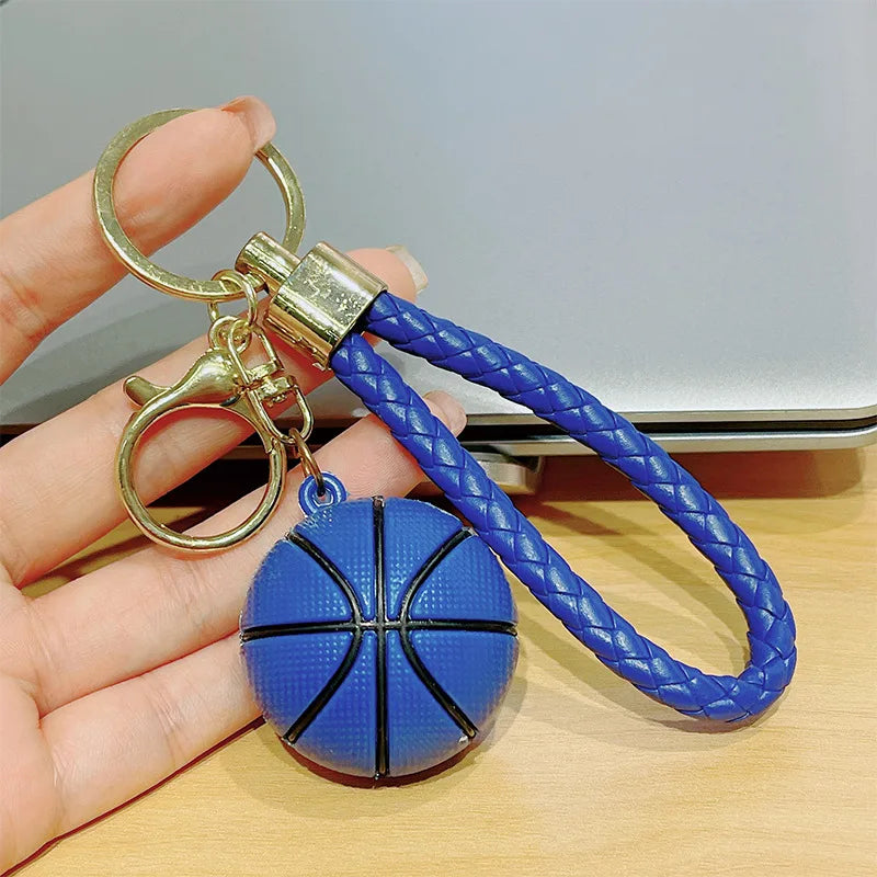 Basketball Keychain with Braided Cord and Bell