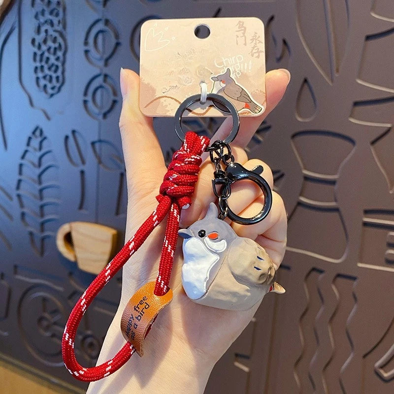 Wood-Carving Style Resin Bird Keychain