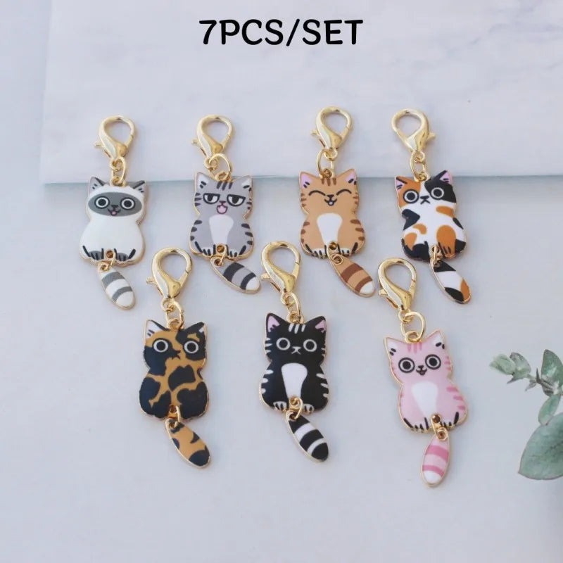 Cat Charm Keychain Set with Lobster Clasp